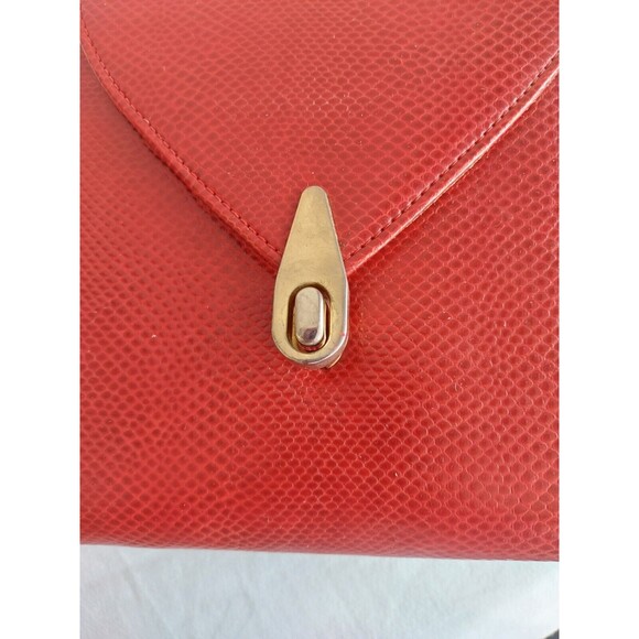 Vintage 80s Ande Hard Shell Red embossed snakeskin leather crossbody clutch bag - Picture 8 of 12